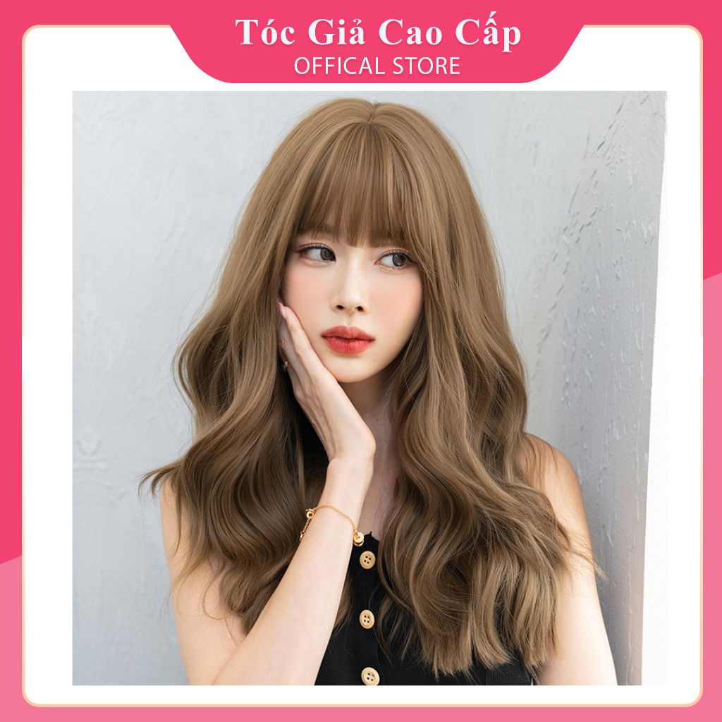 Tóc giả nữ nguyên đầu xoăn sóng mẫu mới, C-0331, tặng kèm lưới trùm