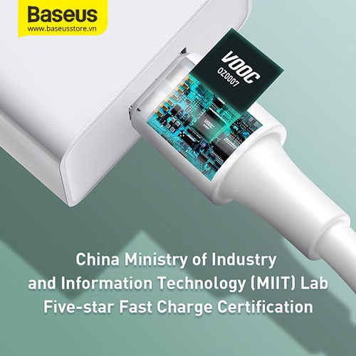 Cáp sạc nhanh Baseus White Series Type-C cho OPPO/ Samsung/ Xiaomi/ Huawei