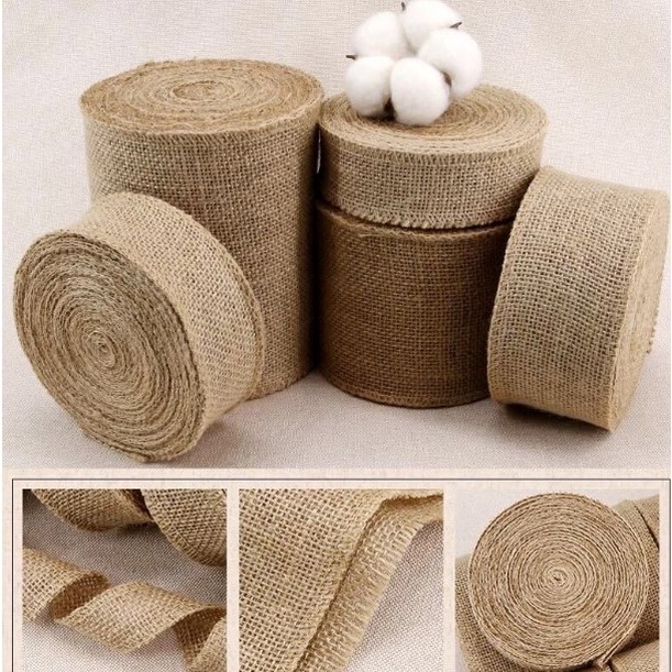 Cuộn ruy băng vải bố, dài 5m, 3cm, ruy băng vải đay, sỉ vải đay, handmade, decor. trang trí tiệc tùng