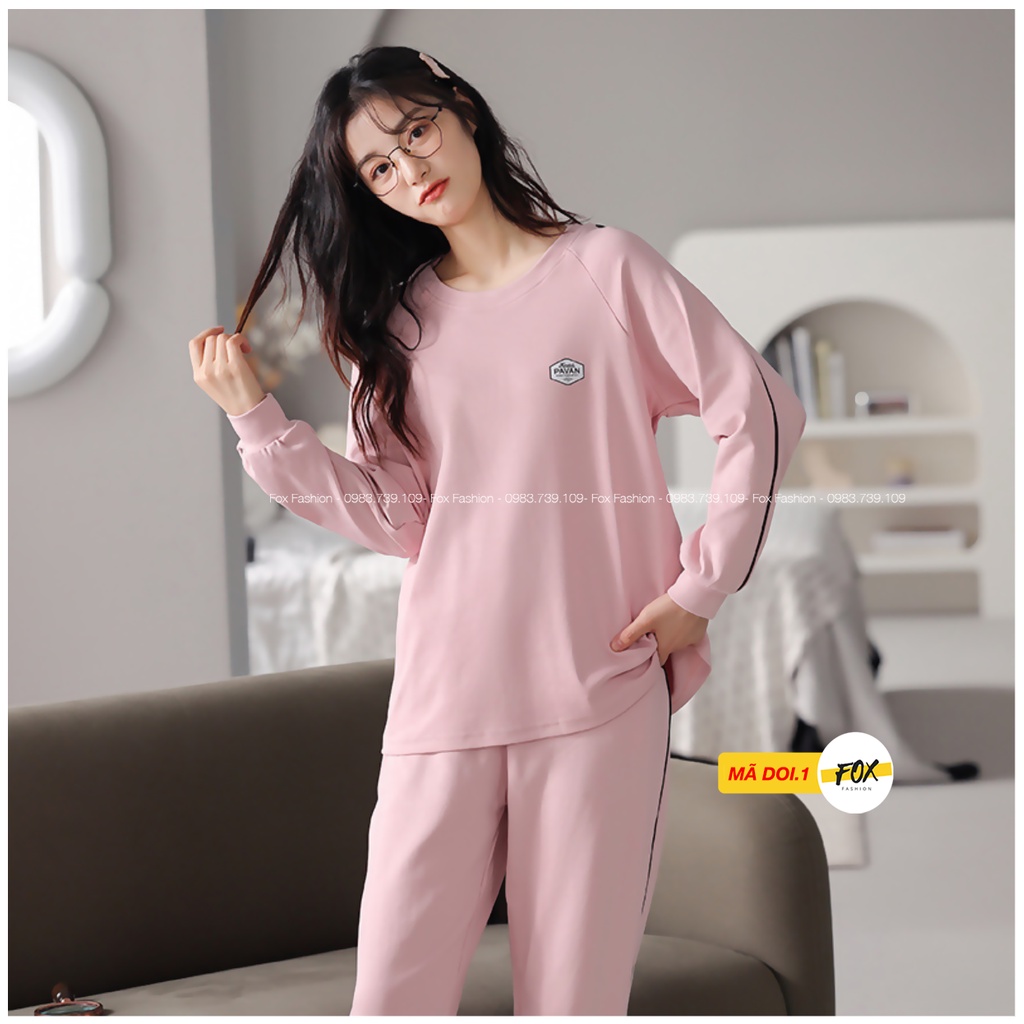 Bộ thể thao nữ dài tay thu đông Fox Bộ đôi nam nữ thu đông chất  nỉ cotton co giãn 4 chiều, chống xù dáng thể thao
