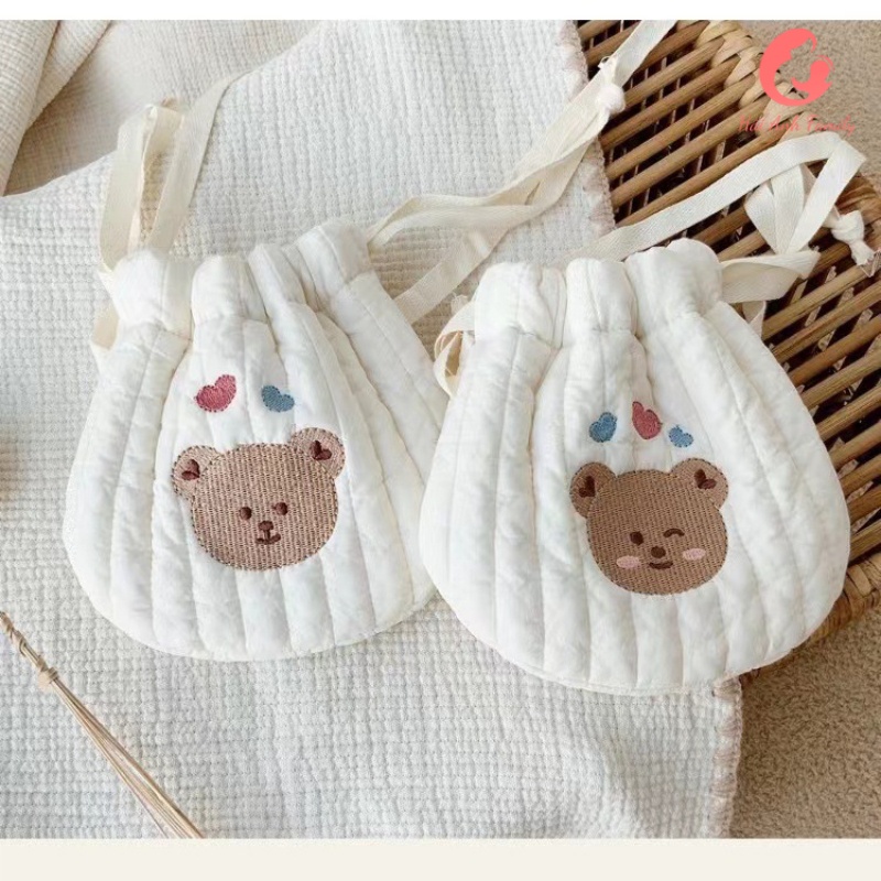 Túi đựng tỏi, túi đeo chéo cho bé có quai đeo, hoạt tiết Hàn Quốc dễ thương