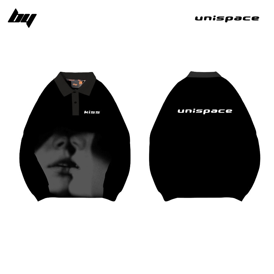 Áo sweater polo shirt local brand By UniSpace áo khoác tay dài form rộng unisex nam nữ Kiss