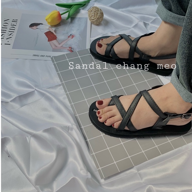 Giày sandal nữ [M71] Sandal đen mảnh