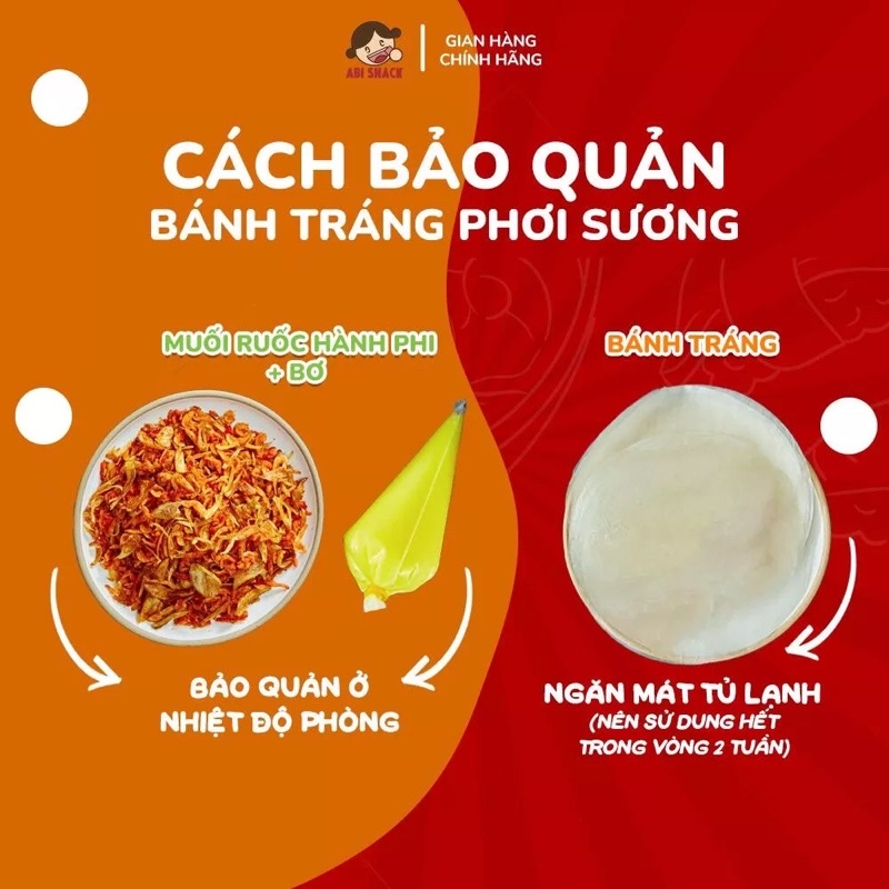 [SẴN SLL][FREESHIP] BÁNH TRÁNG PHƠI SƯƠNG MUỐI RUỐC HÀNH PHI ABI