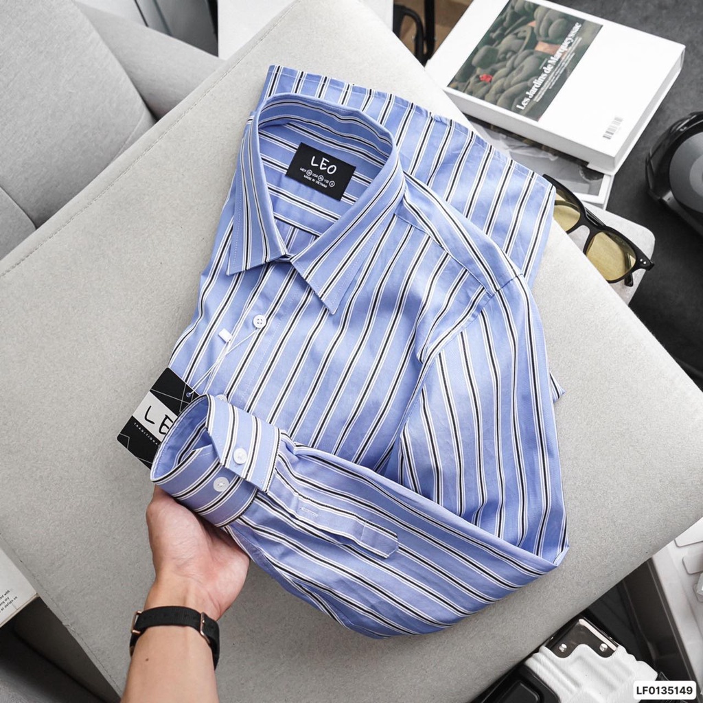 Áo sơ mi kẻ sọc nam LEO