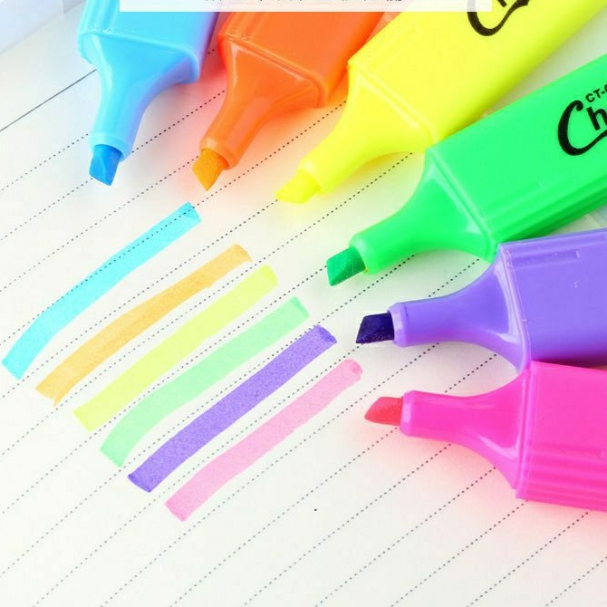 Bút đánh dấu highlight dạ quang 6 màu dụng cụ văn phòng phẩm