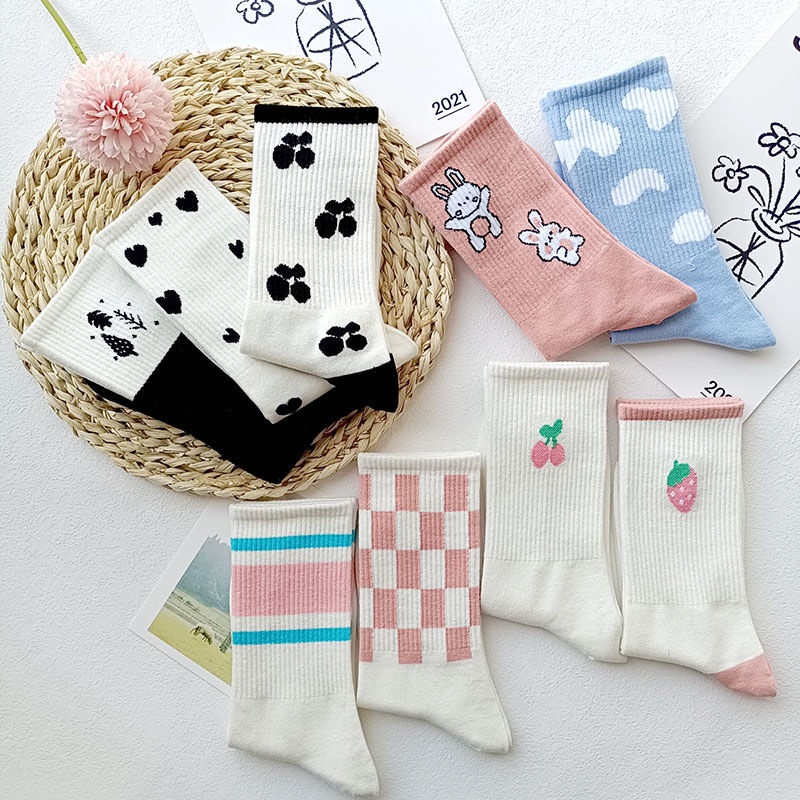 Vớ Cổ Cao In Họa Tiết Hoạt Hình Phong Cách Nhật Bản Thời Trang Thu Đông Xinh Xắn Cho Nữ