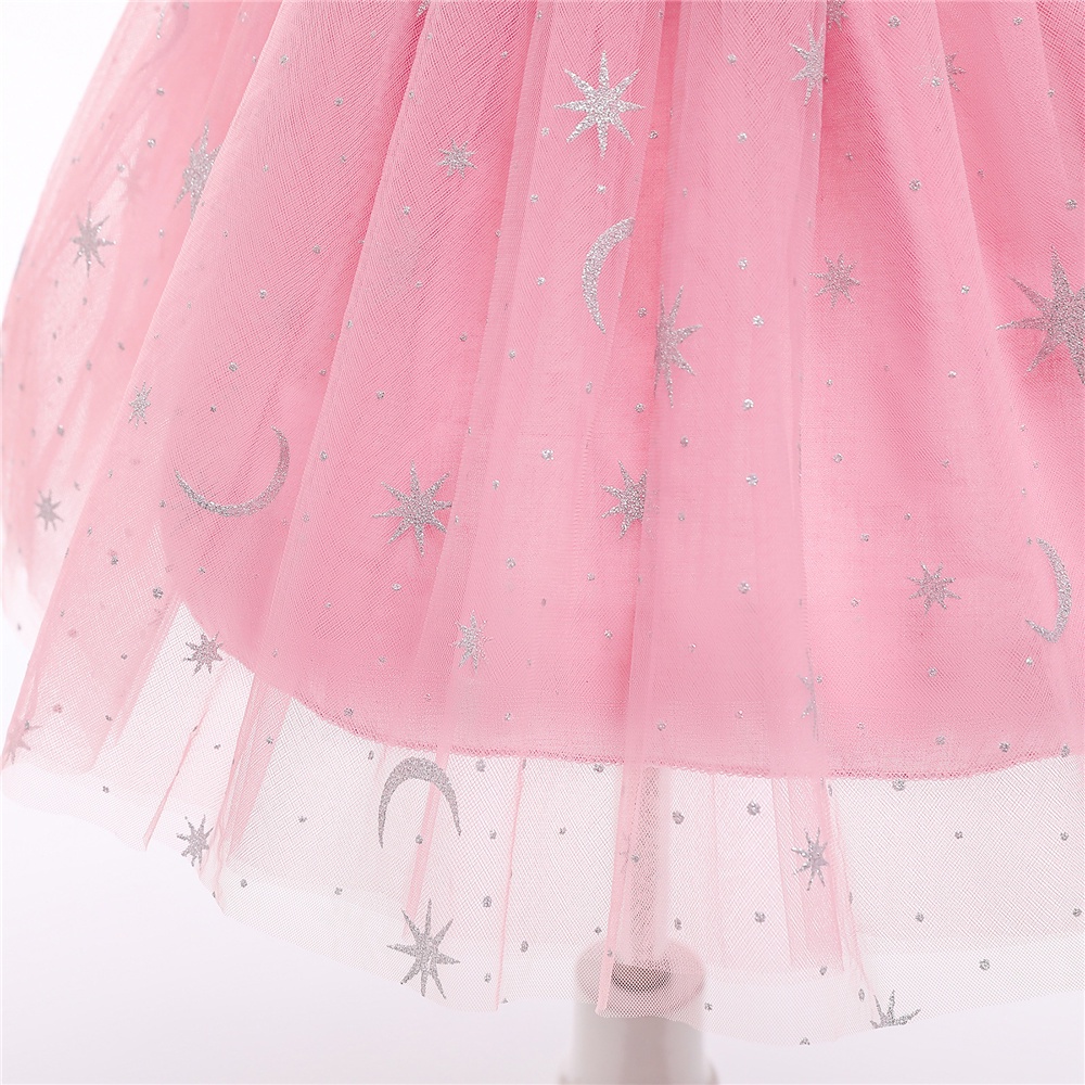 Đầm Công Chúa Tay Xòe In Họa Tiết Ngôi Sao Bằng Vải Tulle Cho Bé Gái 3-10 Tuổi