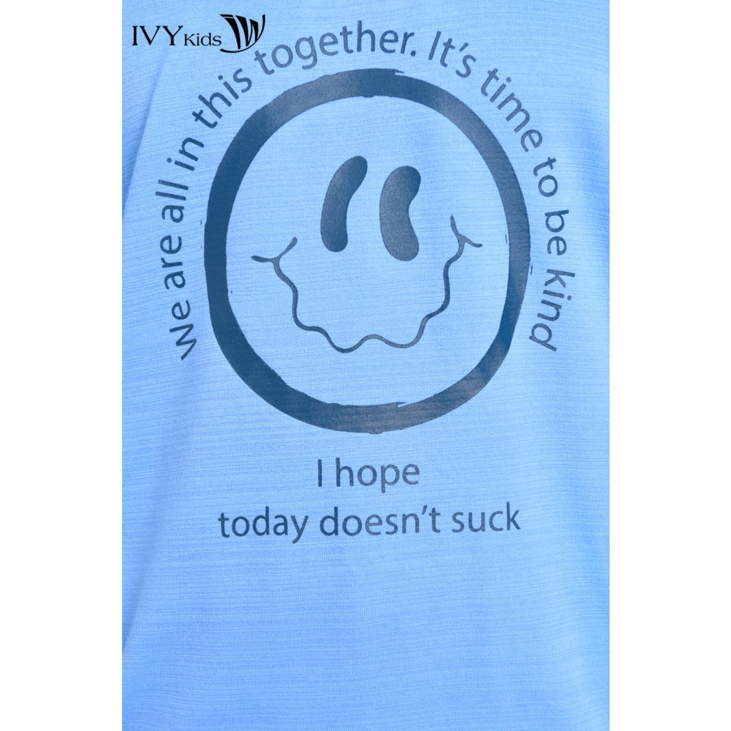 Áo thun họa tiết mặt cười bé trai IVY moda MS 58K1512