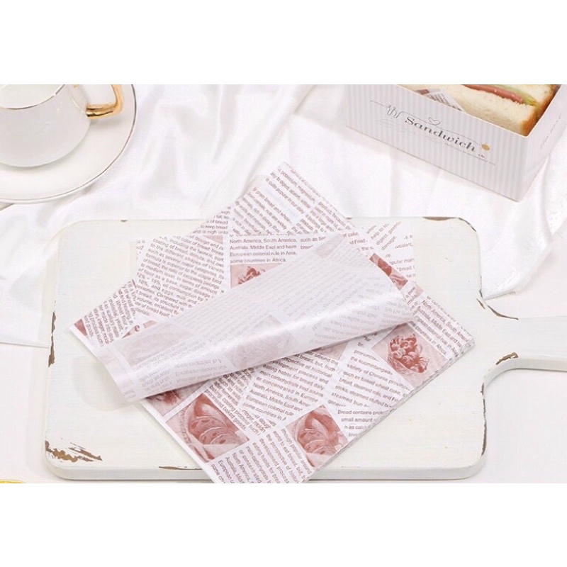 Túi giấy thấm dầu lót hộp bánh burger bento 18*18cm tiện lợi 100 tờ