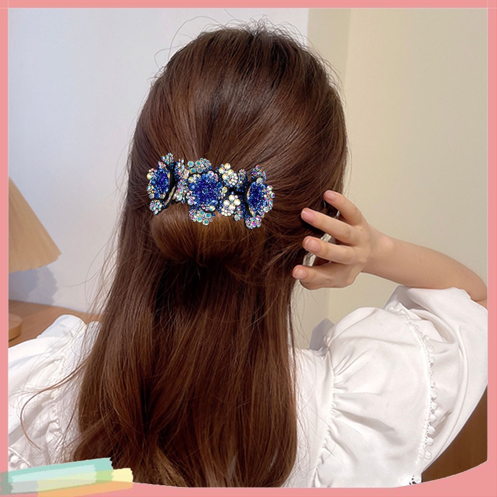 Kẹp Tóc Nhựa Tạo Kiểu Đuôi Ngựa Đính Hoa Xinh Xắn Cho Nữ
