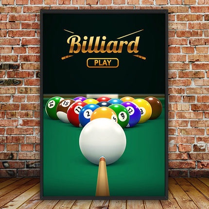 Tranh Vải Bạt Treo Tường In Hình Bida Không Khung Trang Trí Nhà Cửa / Phòng Khách / Phòng Ngủ