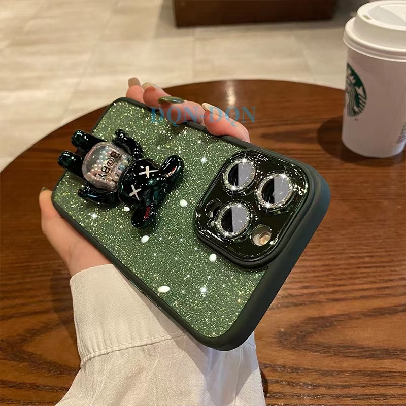 Ốp Điện Thoại acrylic Cứng Trong Suốt Lấp Lánh Gắn Giá Đỡ Và Giấy Dán Ống Kính Máy Ảnh Cho compatible for iPhone 11 12 13 14 Pro Max