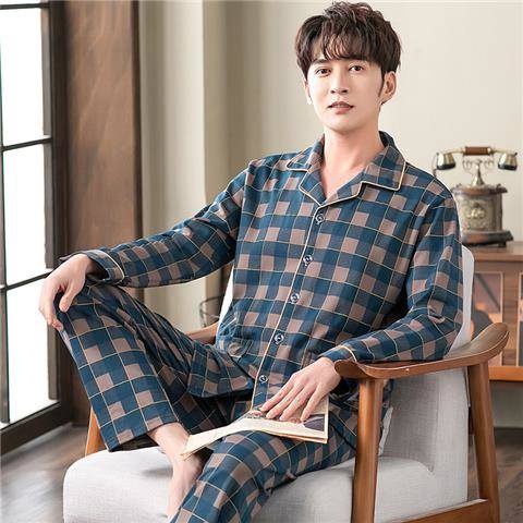 Bộ Đồ Ngủ Vải Cotton Tay Dài Thời Trang Xuân Thu Cho Nam