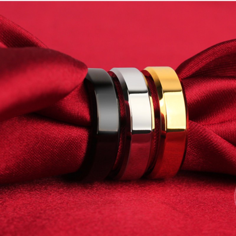 Simple Titanium Silver Black Rose Gold Men Ring Ready Stock LY