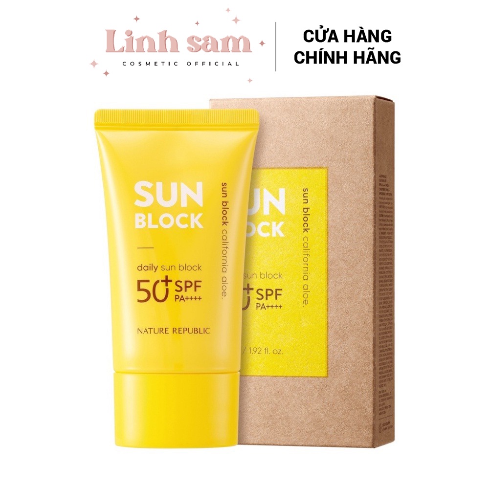 Kem Chống Nắng Nâng Tone Nature Republic California Aloe Daily Sun Block SPF50+PA+++ 57ml