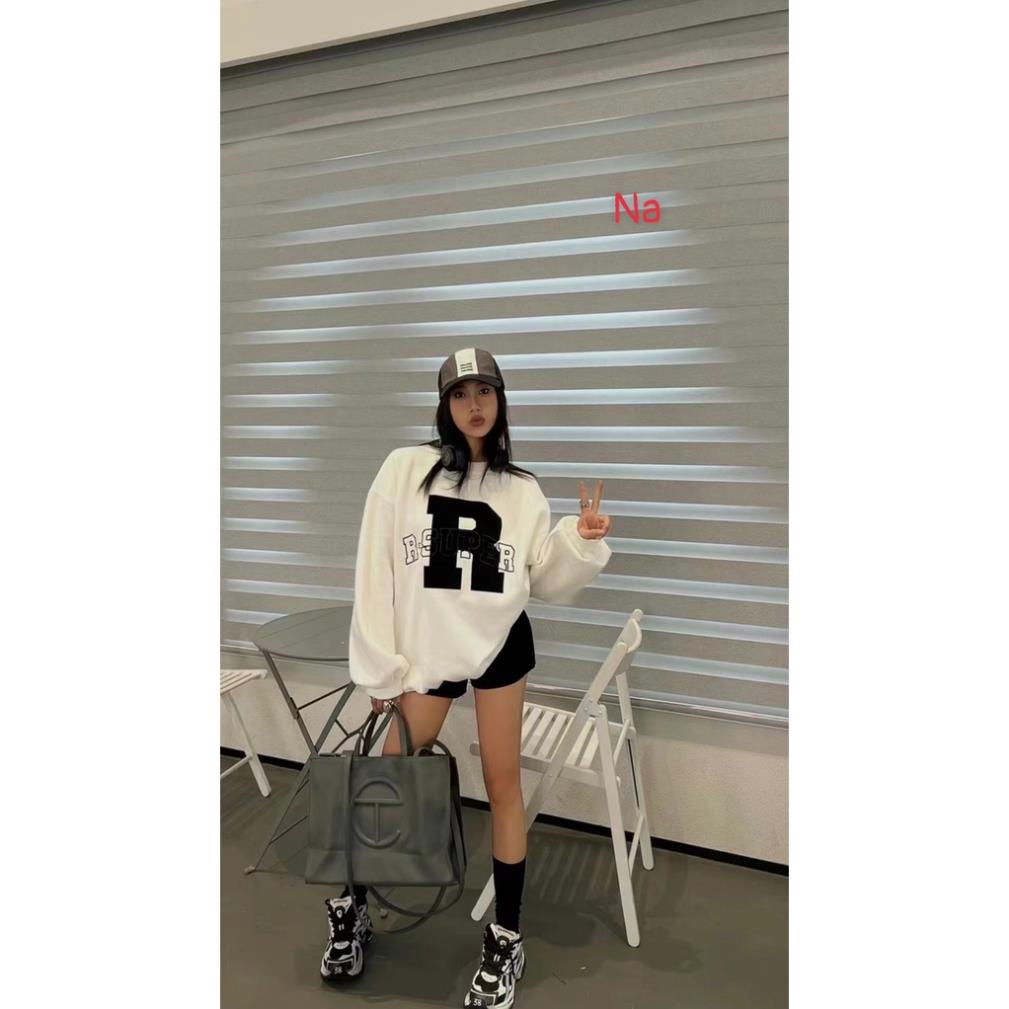 Áo Sweater in chữ R Unisex nam nữ tay lỡ Oversize form rộngThời trang Thu đông ấm áp, nỉ cotton ko bai xù, ấm áp