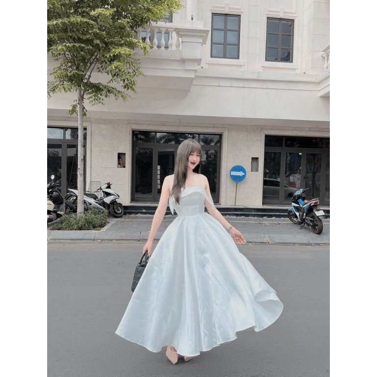ĐẦM XINH LẠI VỀ | ĐẦM TAPTA HAI DÂY BÈO NGỰC KIỂU DÁNG XÒE DÀI SIÊU CHANH SẢ MẶC ĐI TIỆC THÌ HẾT NƯỚC CHẤM UP HHP2023