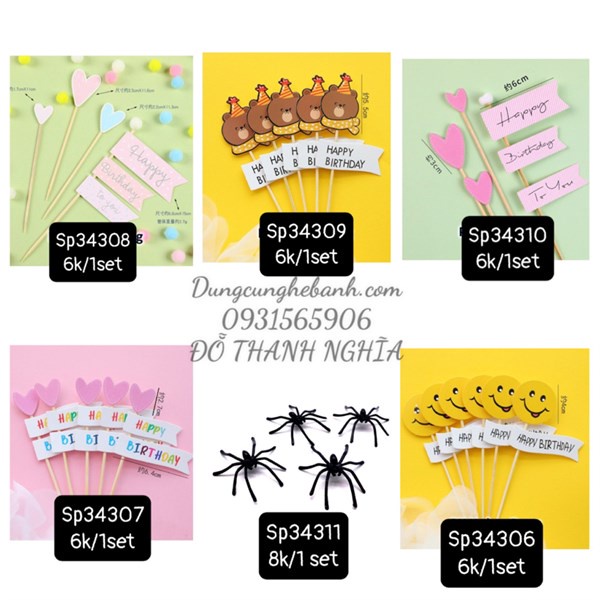 SET CẮM MẶT CƯỜI HBBPD PHỤ KIỆN TRANG TRÍ BÁNH