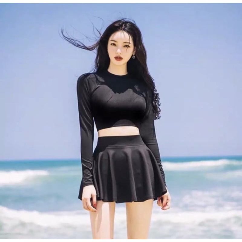 Bikini đồ bơi nữ đi biển hai mảnh crop-top mix chân váy BIKINI FUNNY MS-23