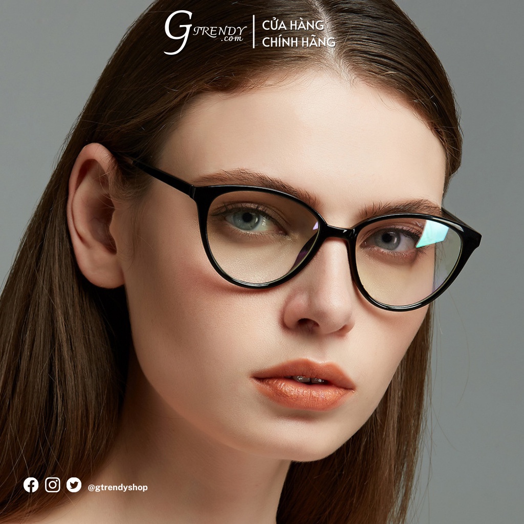Kính mắt mèo nữ nhựa dẻo giả cận dễ đeo màu sắc thời trang G'slens