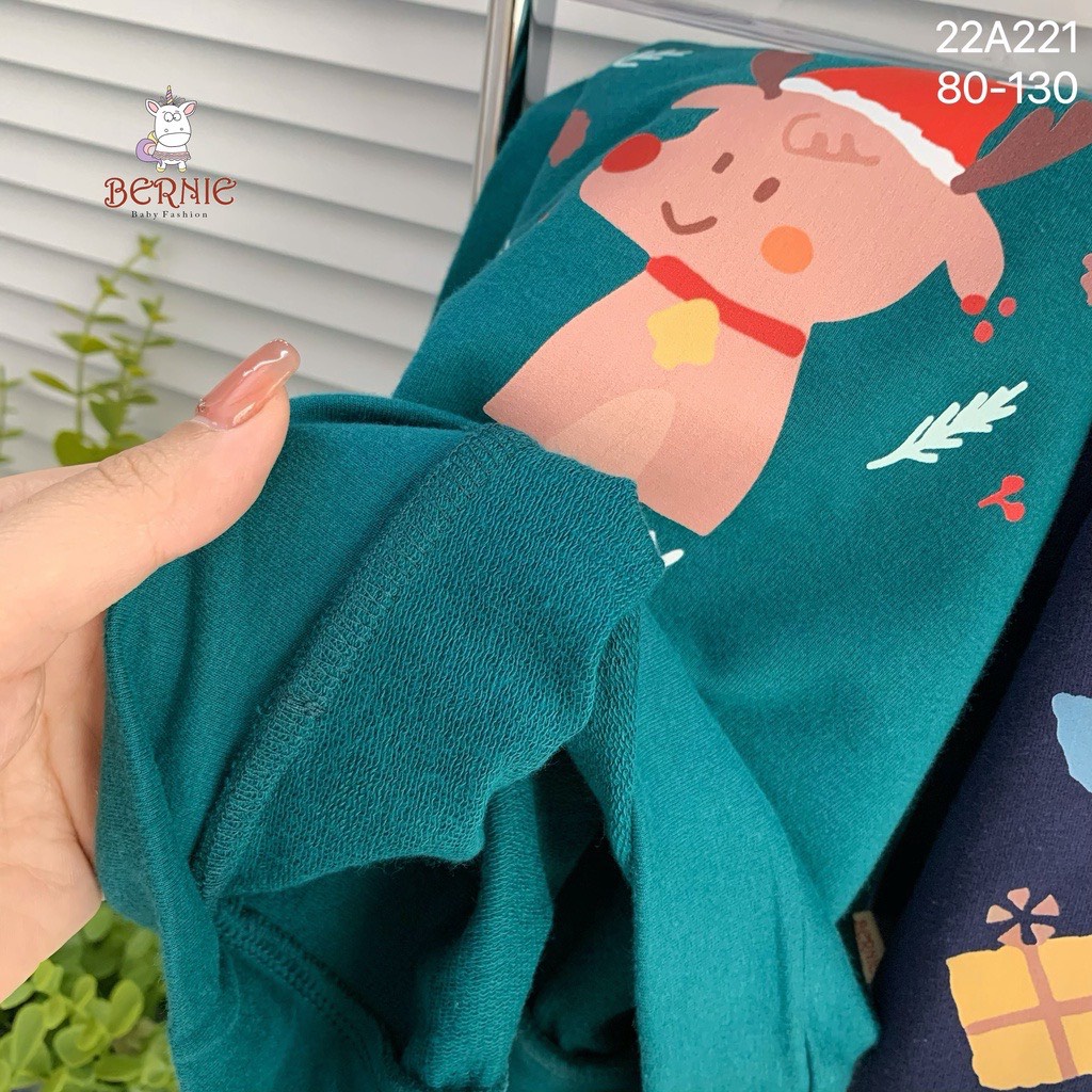 Áo noel cho bé, áo phông dài tay bé trai bé gái, đồ noel cho bé chất nỉ da cá in hình dễ thương - HADU KIDS 8 - 25 kg