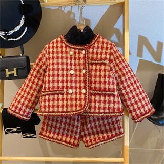 Set bộ dạ tweed tiểu thư cho bé gái