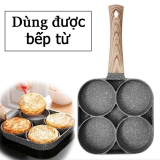 Chảo Chiên Trứng 4 Ngăn Vân Đá Chống Dính Đa Năng - Làm Bánh 4 Lỗ Tiện Dụng