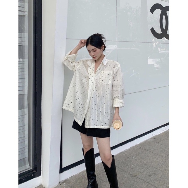 Áo sơmi chấm bi Tubycatu