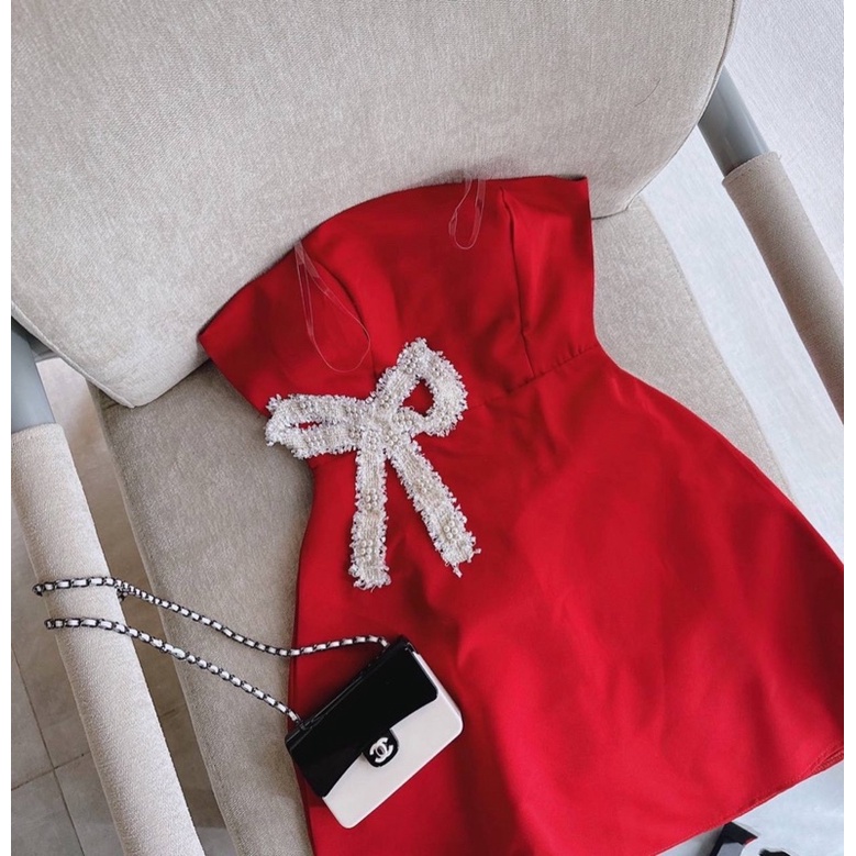Đầm cúp ngực nơ eo siêu hot Noel-Tết alohashop91