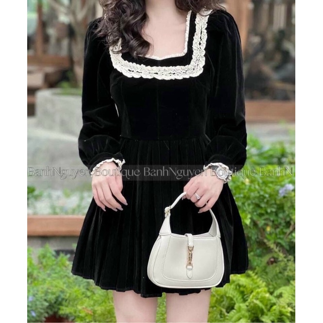 KHO Sỉ BOHOME - Đầm nhung tiểu thư cổ u