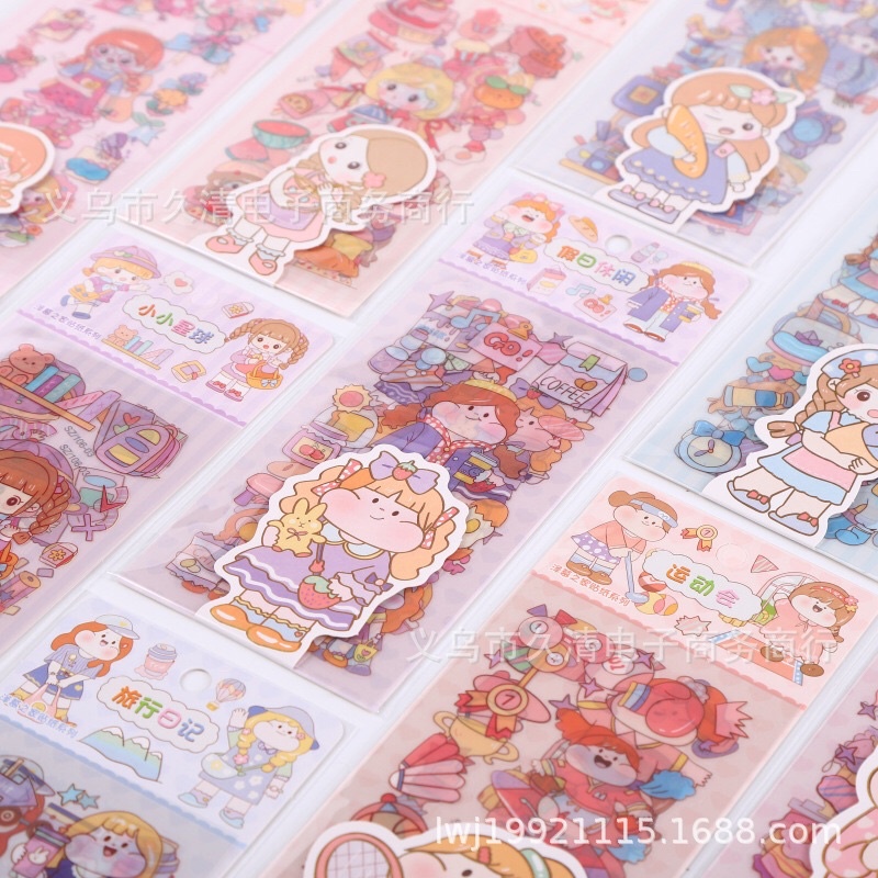 Sticker set 3 tấm bé gái