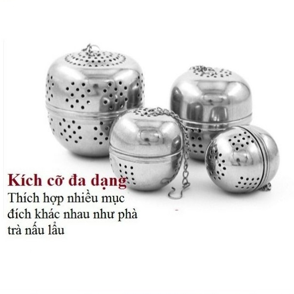 Bóng Lọc Trà inox mạ bạc cao cấp có dây treo tiện lợi- nhiều kích thước