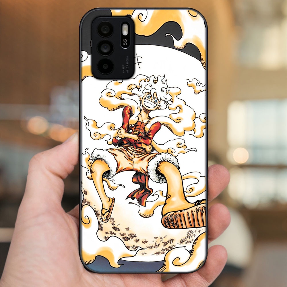 Ốp lưng Oppo Reno 6Z 5G viền đen in hình Luffy Gear 5 Nika One Piece Đảo Hải Tặc