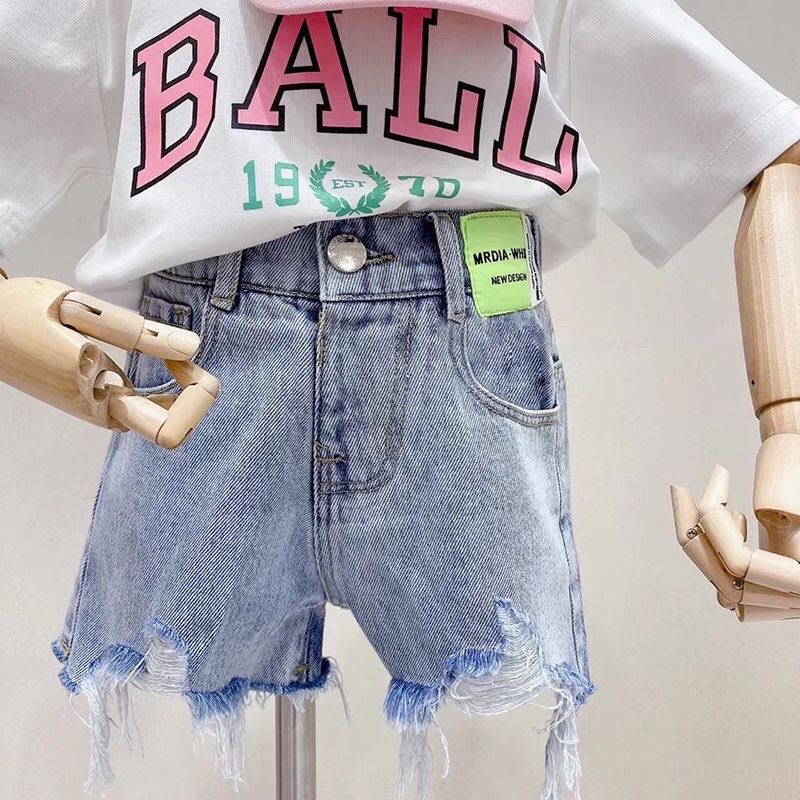 [Hàng Mới Về] Quần Short Jean Rách Phong Cách Phương Tây Dễ Phối Đồ Phong Cách Hàn Quốc Cho Bé Gái