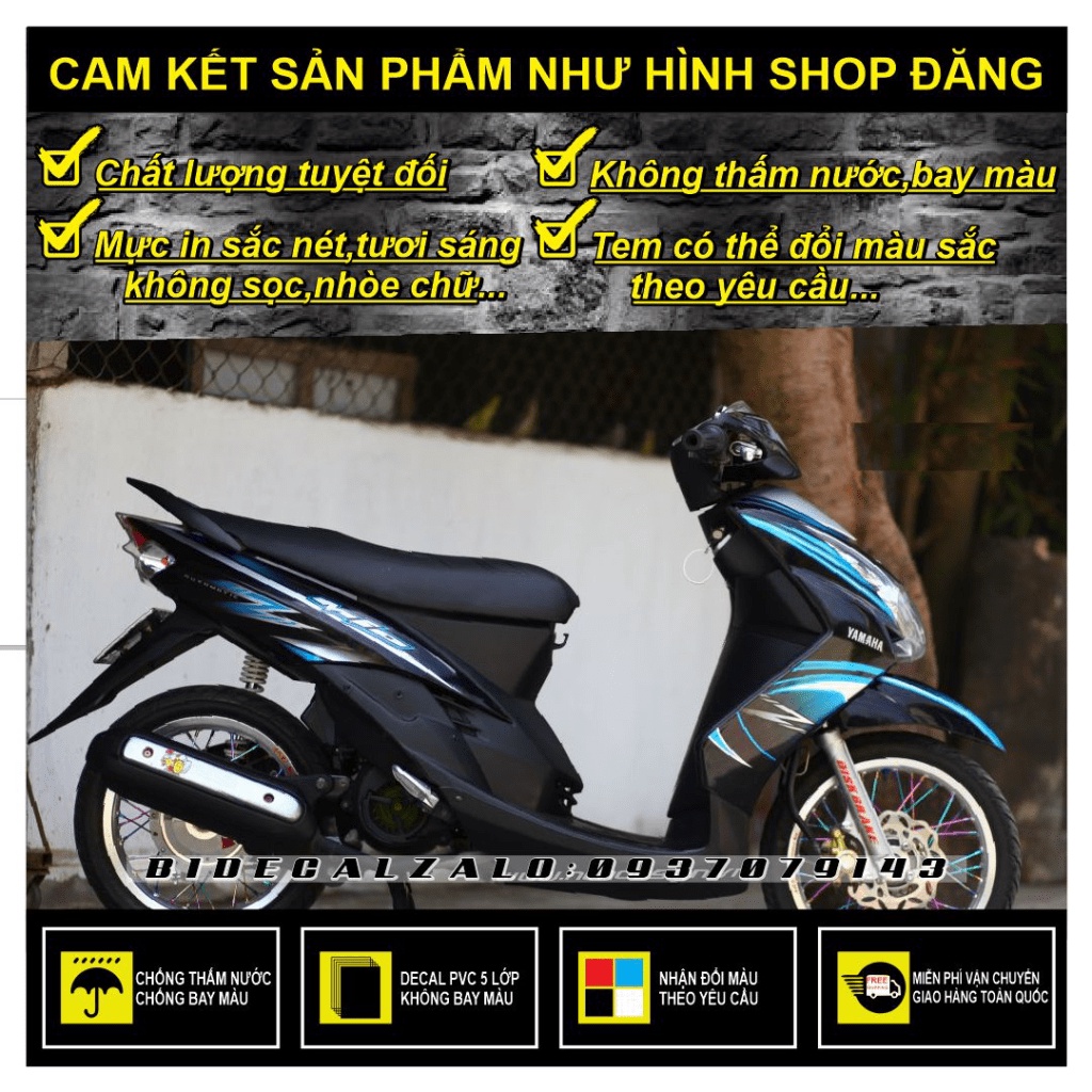 TEM RỜI MIO Z ULTIMO 2009 PHỐI XANH NGỌC ĐEN - THU DECAL