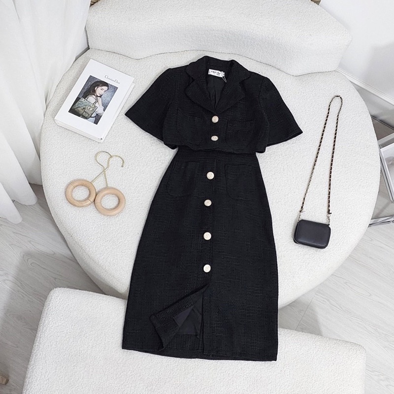 Sét Vest Dạ Chân Váy Dài