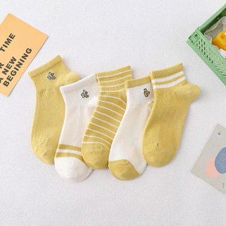 Tất cổ ngắn chuối vàng chất cotton mềm mịn kiểu dáng basic, vớ unisex AT39