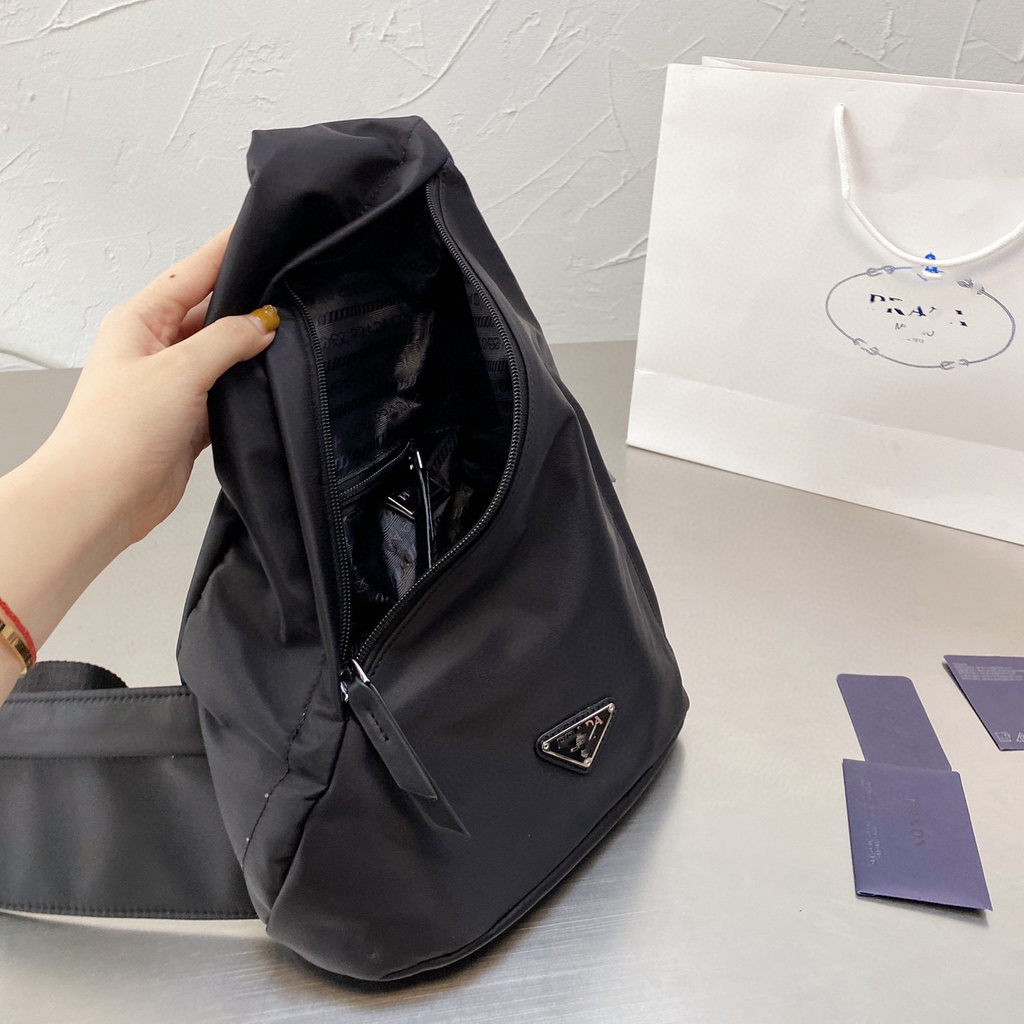 MDP9 PRADA messenger bag men's trendy ins Korean style street chest bag women's Street Fashion shoulder bag personalized fashion casual small bag