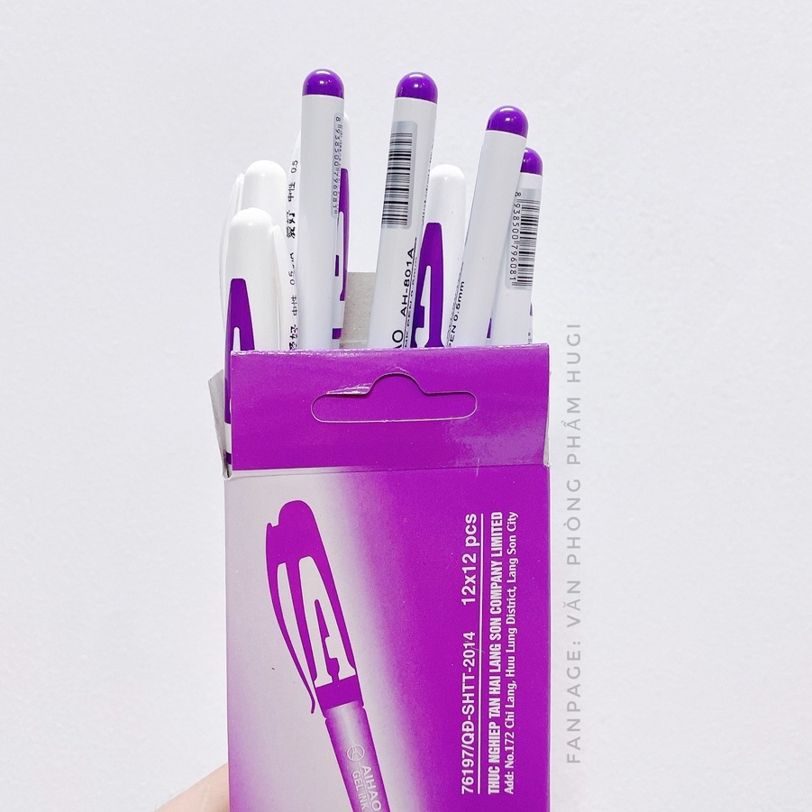 Hộp 12 bút gel chữ AAA  cho học sinh sinh viên