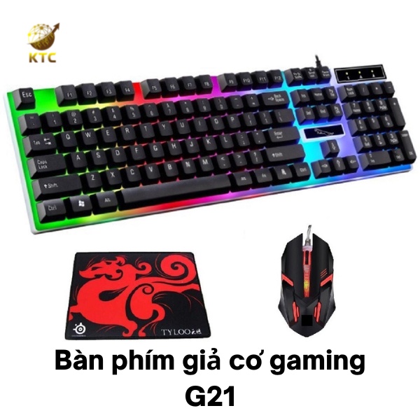 🎯 Combo bàn phím chuột G21B giả cơ chuyên game led đa màu - Tặng kèm lót chuột (Ngẫu nhiên)