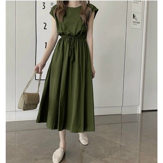 ĐẦM SUÔNG EO RÚT CÁNH DƠI 2 MÀU