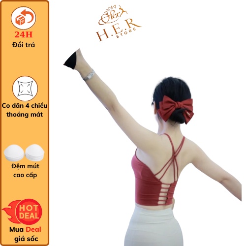 Áo tập Bra Sweet dây lưng xinh yoga, gym, đi chơi, đạp xe nữ có kèm bra đệm mút thấm hút mồ hôi co dãn 4 chiều BR2003