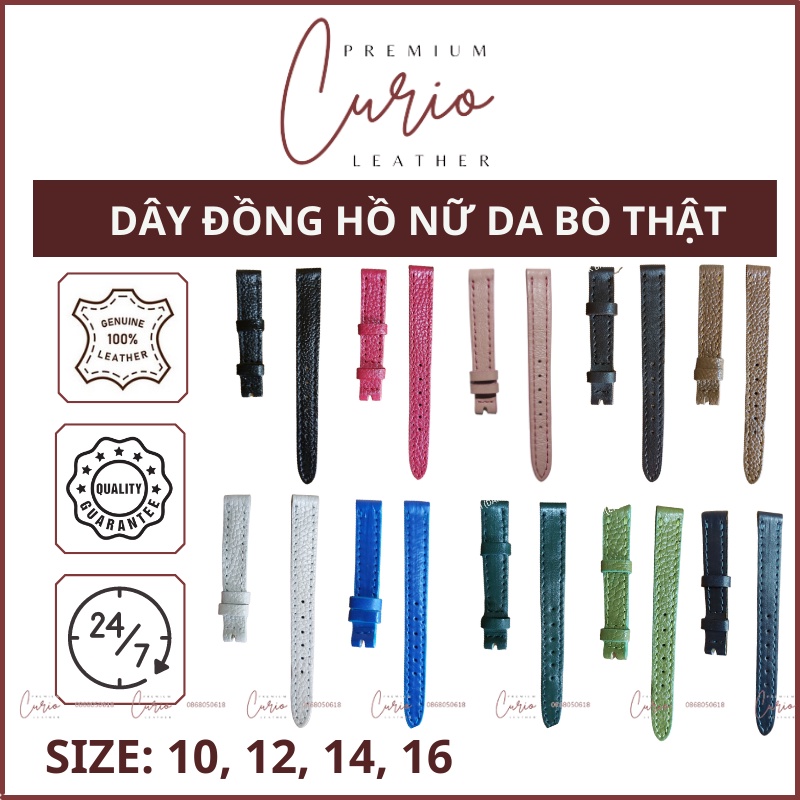 Dây Đồng Hồ Nữ Da Bò Thật Size 10 12 14 16, Tặng Kèm Bộ Chốt – WSB Curio Leather