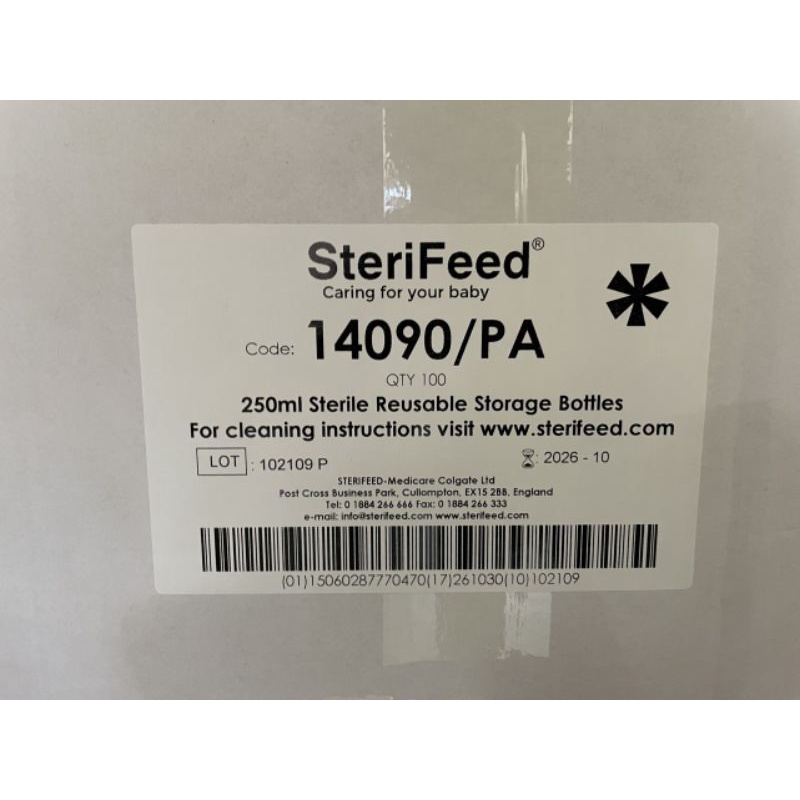 Bình trữ sữa Sterifeed 250ml, nhập khẩu Anh Quốc