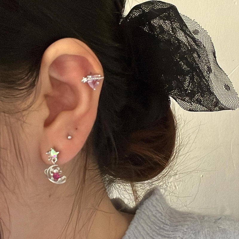 𝐯𝐞𝐥𝐯𝐞𝐭𝐩𝐢𝐧𝐤.𝐚𝐜𝐜🇰🇷 | Khuyên tai chốt bi vặn gắn đá hồng nhiều loại