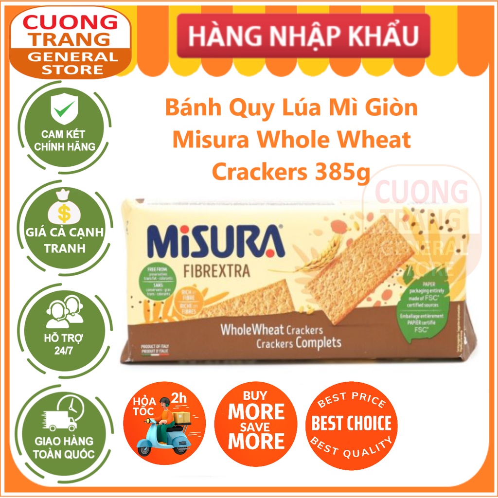 Bánh quy lúa mì giòn Misura whole wheat crackers 385g
