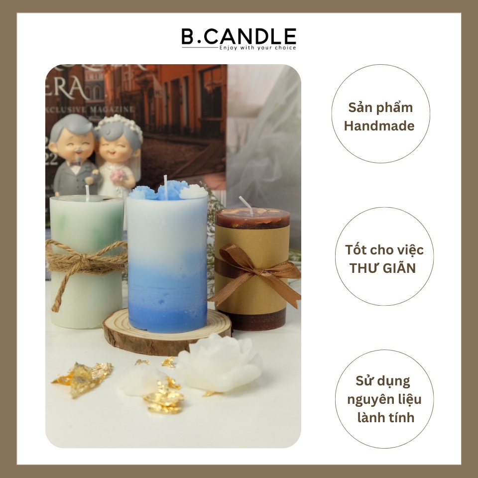 Gift box nến thơm Handmade làm quà tặng, quà sinh nhật, trang trí nhà cửa, Decor, kèm hộp + dây đèn led