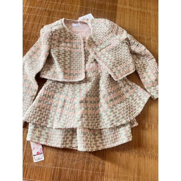 Set Dạ Tweed Áo khoác và Váy Bồng 2 Tầng
