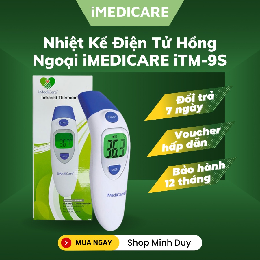 Nhiệt Kế Điện Tử Hồng Ngoại iMEDICARE iTM-9S Đo Trán, Tai, Nhiệt Độ Môi Trường Và Bề Mặt. Bảo hành chính hãng